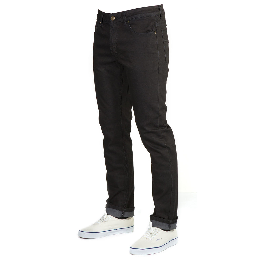 Perspective View of Blackout Denim - Slim Fit - 6th Gen Bulletprufe Jeans. Designed for Style and Comfort.