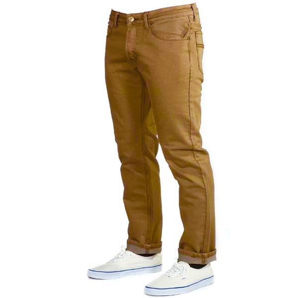 Perspective view of Whiskey Denim Adventure Fit - 6th Gen Bulletprufe Jeans, organic cotton, super rugged ballistic nylon, PET (recycled/upcycled water bottles), showcasing their stylish and adaptable design.