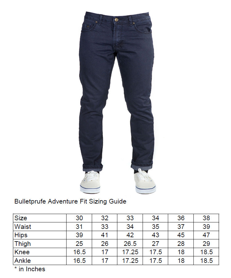 Front View of Midnight Blue Bulletprufe Denim - Adventure Fit - 6th Gen. Expertly crafted to be super durable and incredibly comfortable.