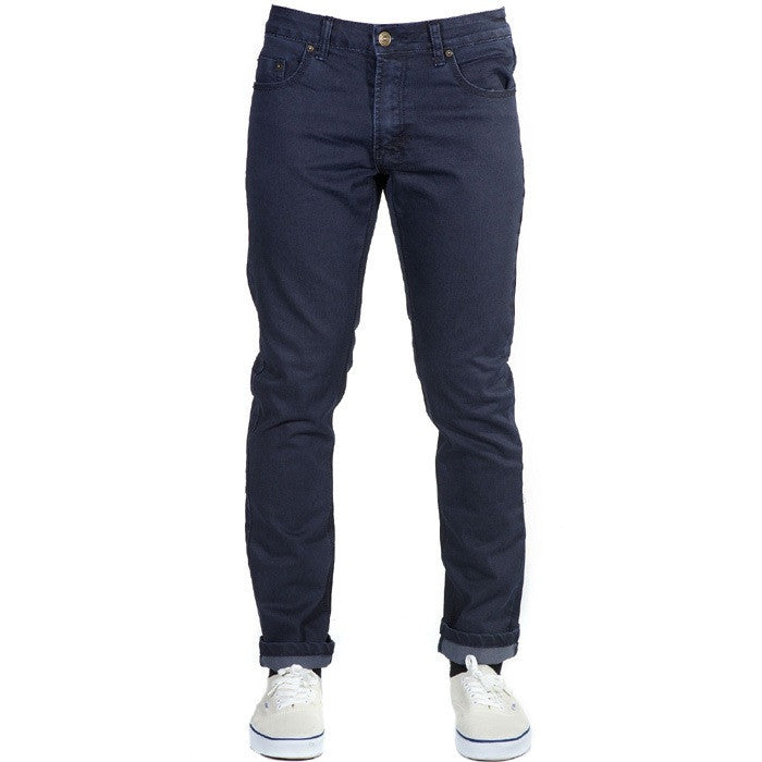Front View of Midnight Blue Denim - Slim Fit - 6th Gen, designed with a slim, not skinny, tapered fit that strikes the perfect balance between durability, style, and comfort.