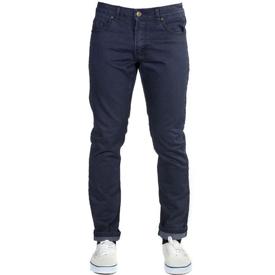 Front View of Midnight Blue Denim - Slim Fit - 6th Gen, designed with a slim, not skinny, tapered fit that strikes the perfect balance between durability, style, and comfort.