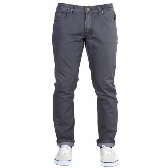 Front view of Slate Grey Denim - Adventure Fit - 6th Gen Bulletprufe Jeans, Organic cotton, super rugged ballistic nylon, PET (recycled water bottles), and Freedom of Movement elastane.