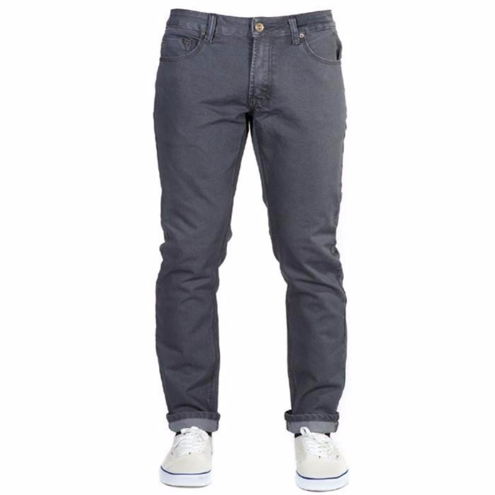 Front view of Slate Gray Denim - Adventure Fit - 6th Gen Bulletprufe Jeans, Organic cotton, super rugged ballistic nylon, PET (recycled water bottles), and Freedom of Movement elastane. 