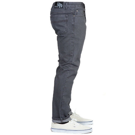 Side view of Slate Gray Denim - Adventure Fit - 6th Gen Bulletprufe Jeans, Organic cotton, super rugged ballistic nylon, PET (recycled water bottles), and Freedom of Movement elastane. 