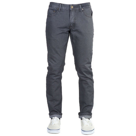  A front view of Slate Gray Denim - Slim Fit - 6th Gen Bulletprufe Jeans, organic cotton, super rugged ballistic nylon, PET (recycled/upcycled water bottles), and Freedom of Movement elastane.