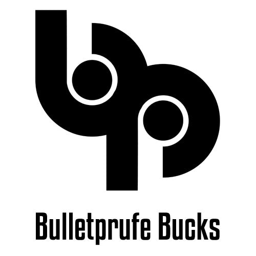 Black Bulletprufe Bucks logo on white background.