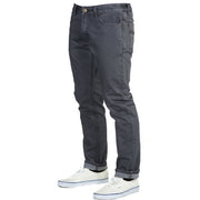 A dynamic perspective view of Slate Grey Denim - Adventure Fit - 4th Gen Bulletprufe Jeans, highlighting their stylish and versatile design. 